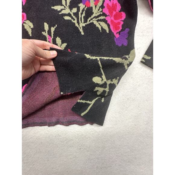 Appleseeds Women XL Sweater Graphic Floral Narrow V Neck Viscose Bright Soft - Picture 4 of 7